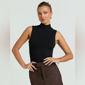 Express Mock Neck Black Sleeveless Top